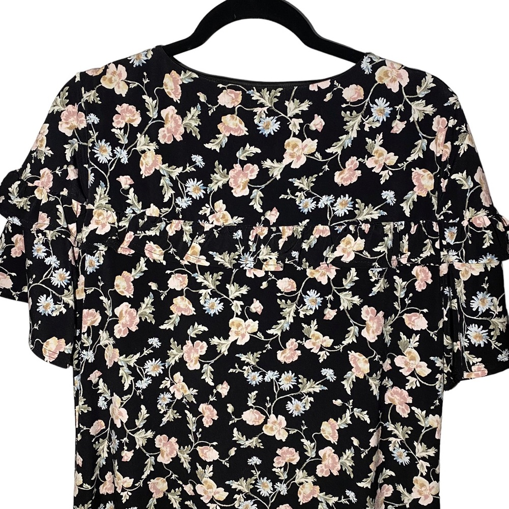 CeCe Women's Medium Flutter Sleeve Dress Scoop Neck Floral Flowers Ruffle - Picture 5 of 8